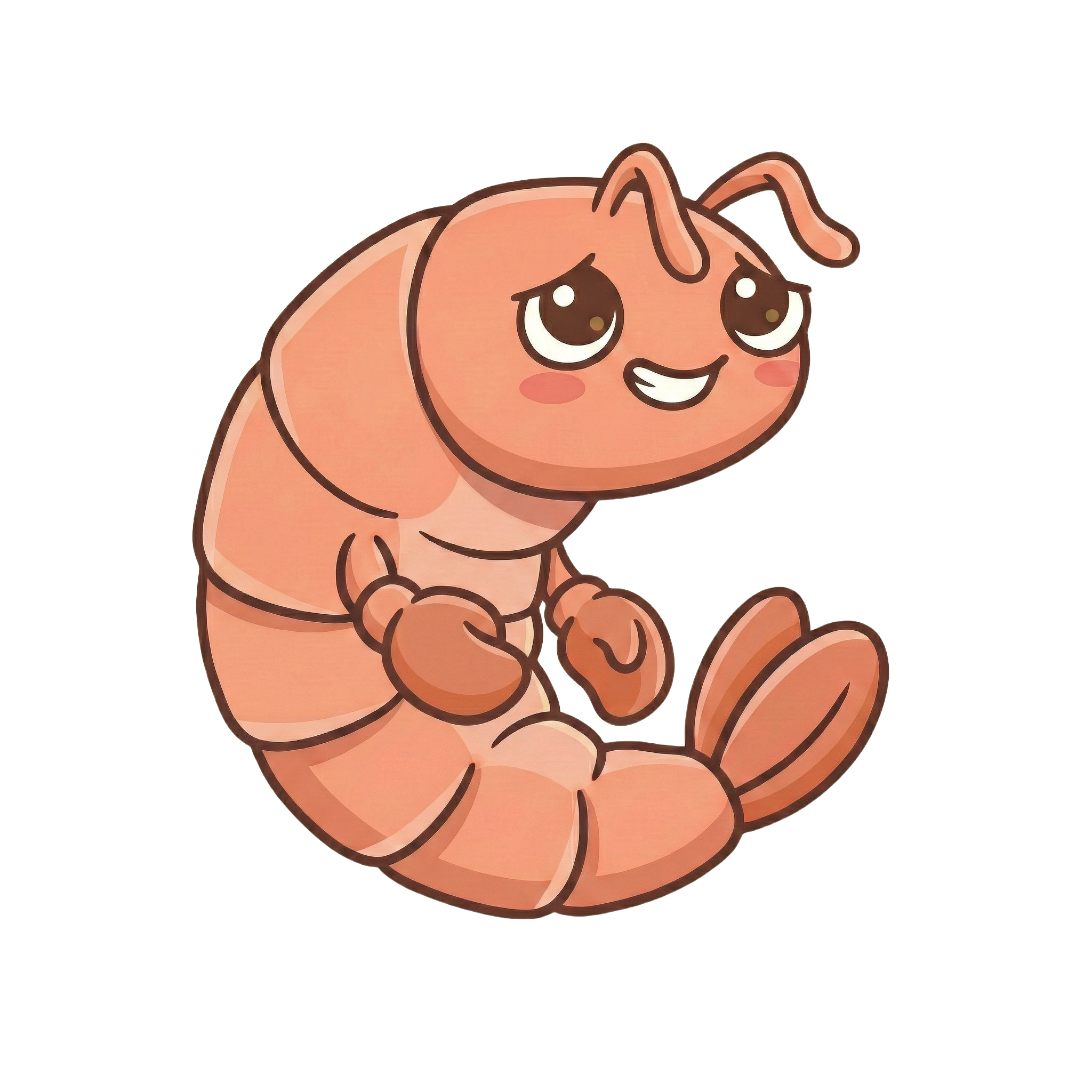 Stage 1 shrimp mascot — curled and ready to evolve